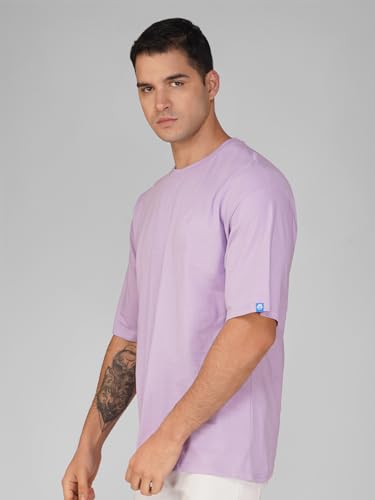 Image of crazymonk Oversized Baggy Fit Drop Shoulder Half Sleeves Round Neck Solid Pure Cotton T-Shirt for Men