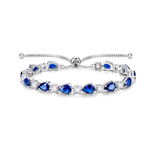 FANCIME Shine of Tears Birthstone Tennis bolo Bracelets Sterling Silver Tennis Bracelets Charm Fine Jewelry Birthday Gifts for Women Mom