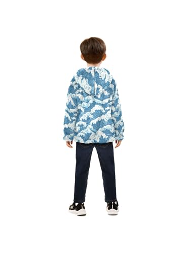 Sea Waves Spray Girls Fleece Jacket Girls Fall Jacket Boys Coats Zip Up Hoodie Children Sherpa Warm Outerwear 2-10T4