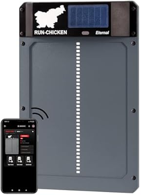 RUN-CHICKEN Door Eternal – Solar Automatic Chicken Coop Door with Built-in Solar Power & Battery Backup, Smart App & Timer Control, Weatherproof Aluminum, Predator-Proof, Easy to Install (Gray)