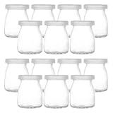 Amosfun 20 Unidades Tarros de Vidrio para Pudding con Tapa Hermética Unidades Frascos Mini Reutilizables para Yogur Postres y Mermeladas Envases Transparentes Sostenibles para Cocina y