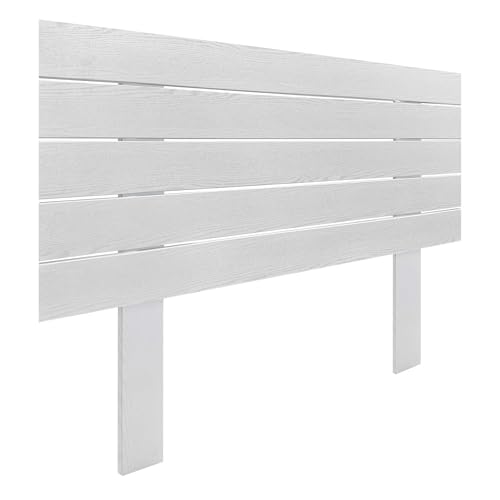 DHOME Cabecero de Madera reciclada DM con Patas Estilo Palet Horizontal Cama Palets Herrajes incluidos (105cm, Blanco Madera)