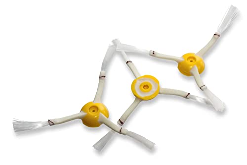 vhbw 3X Cepillo Lateral Compatible con iRobot Roomba 866, 876 Robot Aspirador - Set cepillos, Blanco/Amarillo