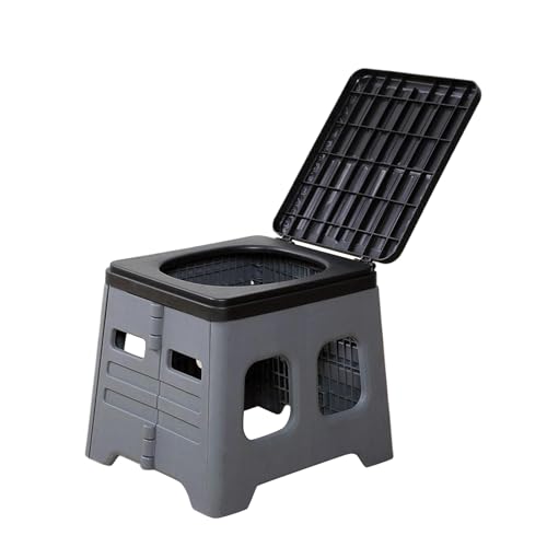YIXANNX Inodoro de viaje portátil y conveniente para acampar y hacer senderismo Inodoro portátil ABS para acampar para adultos, estilo 1, gris