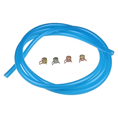ZTUOAUMA 7\' Long 1/4\'\' ID 3/8\'\' OD Blue Fuel Line Kit with Clamps Compatible with Small Gas Diesel Powersports Generators Engines Snowmobile Dirt Bike Quad Motorcycle Go Kart Golf Cart