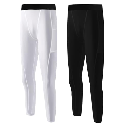Blaward Youth Boys Compression Leggings Athletic Pants Sports Base Layer Tights Bottoms Underpants Kids Cold Gear 1/2/3 Pack