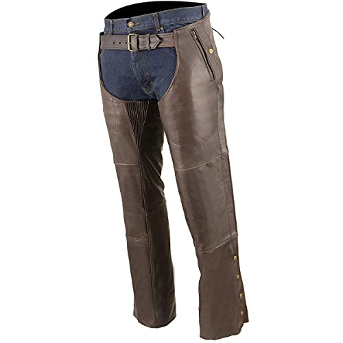 Image of Milwaukee Leather Men's Thermal Lined Premium Leather Motorcycle Bikers Riders Chaps