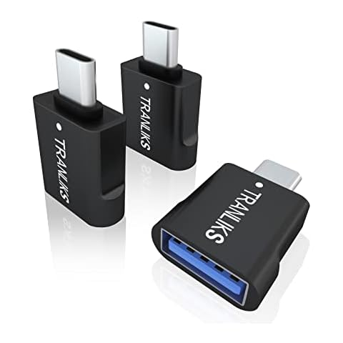 Adaptador USB 3.0 a USB C TRANLIKS OTG con LED - 3 Piezas Negro Cover