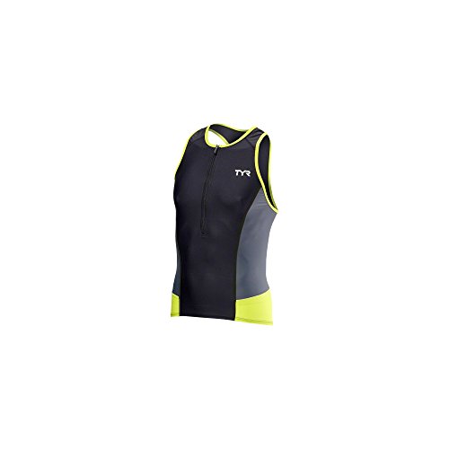 TYR Men's Competitor Tri Tank (Black/Lime, Small)