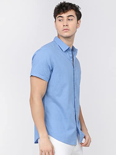 Image of Ketch Men's Cotton Slim Fit Solid Half Sleeve Shirt