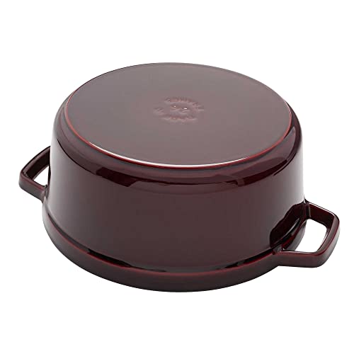 Image of Staub Cast Iron 4-qt Round Cocotte with Glass Lid - Grenadine
