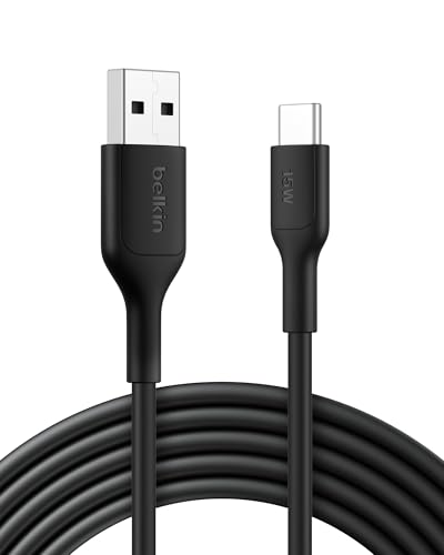Image of Belkin Eco Braided USB-A to USB-C Cable (9.9ft, 15W) - Soft, Flexible Fast-Charging Cable, Type C Charger Cord for iPhone 17 & 16 Series, Galaxy S25, Pixel 9, iPad Pro, & More - Black (USB 2.0)