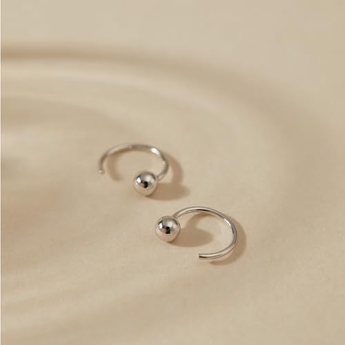 Image of CHIC & ARTSY 925 Sterling Silver Half Hoop Earrings for Women, Small Huggie Hoops Set with Ball Bar Star Moon Cross & Pearl, Lightweight Comfort Fit Everyday & Sleep Earrings