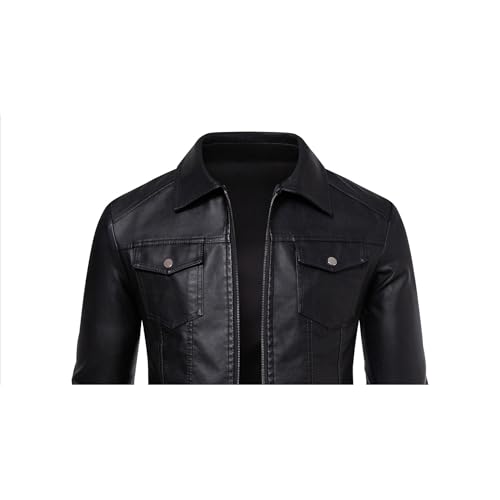 Men's Slim Fit Motorcyle Leather Jacket Casual Zip-Up Windbreaker Jackets Stand Collar Lightweight Bomber Jacket4
