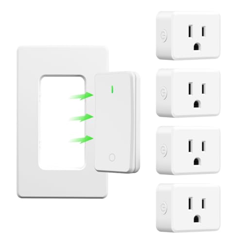 Image of Greencycle Remote Control Outlet 4 Plugs,Detachable Wireless Light Switch
