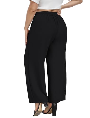 Cheapestbuy Plus Size Summer Wide Leg Pants for Women Loose Palazzo Pants Long Flowy Casual Pants with Pockets3