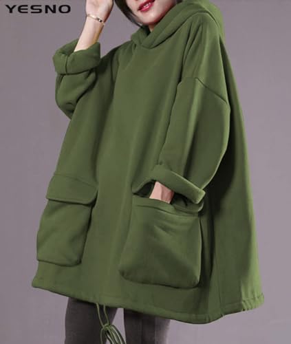 YESNO WZF Women Casual Fleece Pullover Hoodies Plus Size Active Jacket/Large Pockets3