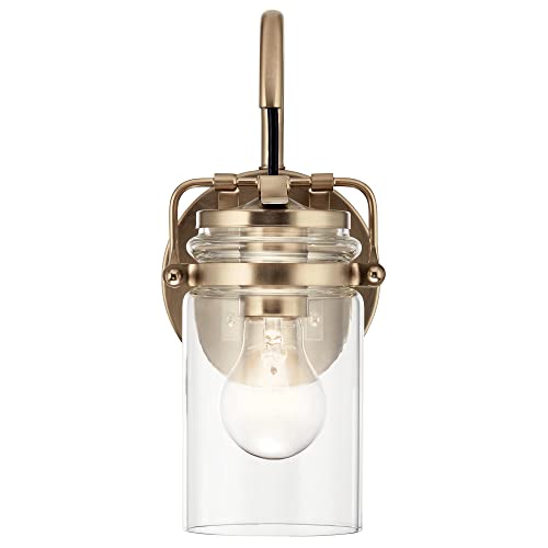 Image of KICHLER Brinley 11.5 inch 1 Light Wall Sconce with Clear Glass Brushed Nickel