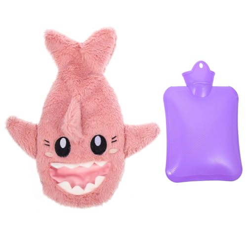 Bolsa de agua caliente para aliviar el dolor menstrual con funda de tiburón
