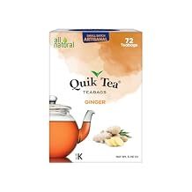 QuikTea Ginger Tea Bags - 72 Count - Assam Tea Paired with Zesty Natural Ginger Extracts -All Natural, Preservative Free - Easy To Brew, Kosher