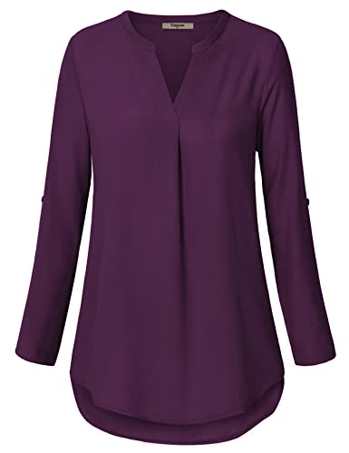 Timeson Women's Casual Chiffon V Neck 3/4 Sleeve Blouse Tops4