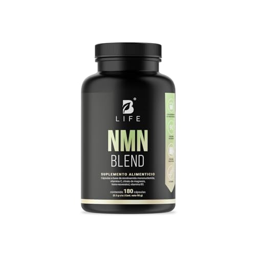 Productos Para Las Articulaciones, NMN Blend. Precursor de NAD. 180 Cápsulas. 1000 mg por Porción. Trans-Resveratrol, Vitamina C, Citrato de Magnesio y Vitamina B3. NMN Blend B Life.