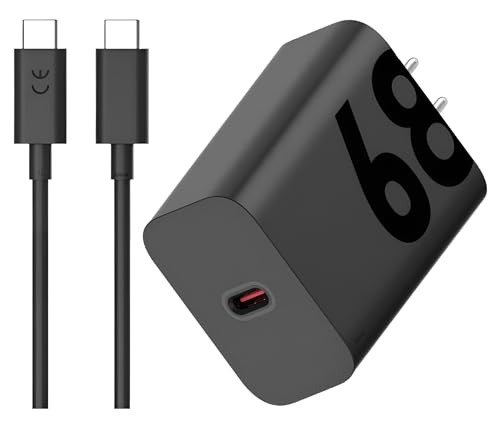 Image of 68W Turbopower Motorola Charger Adapter with Type C to C 100 Cm Cable Compatible with Moto Edge 50 /40 /30 Series Support Model /Fusion|Pro|Ultra|Neo|Razr 50 Ultra, Razr 40, and Other Moto Device, Black