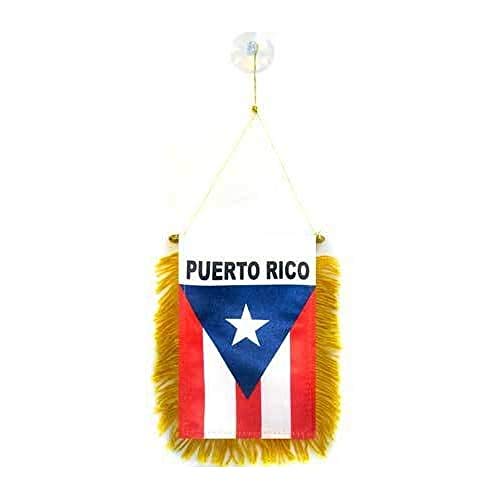 Image of AZ FLAG Puerto Rico Mini Banner 6'' x 4'' - Puerto Rican Pennant 15 x 10 cm - Mini Banners 4x6 inch Suction Cup Hanger
