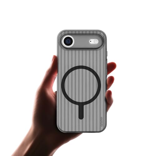 Image of GRIPP Slimfit Case Compatible with Mag-Safe for iPhone Air | Ultra-Thin, Corrugated Design, Matte Frosted Finish, Raised Edges, Anti-Scratch, Sleek & Lightweight Back Cover - Black
