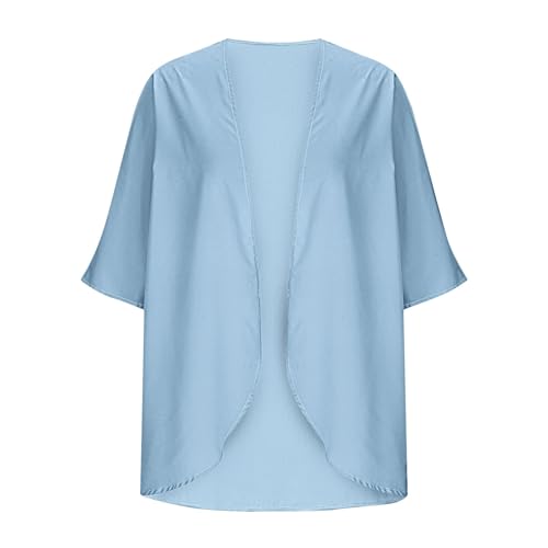 Girls Chiffon Cardigan 3/4 Batwing Sleeve Cover Up Teen Lightweight Open Front 𝗞imono Loose Tu𝗻ic3