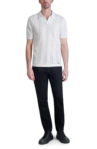 Polo tricot homme Karl Lagerfeld manches courtes col tunisien ajusté