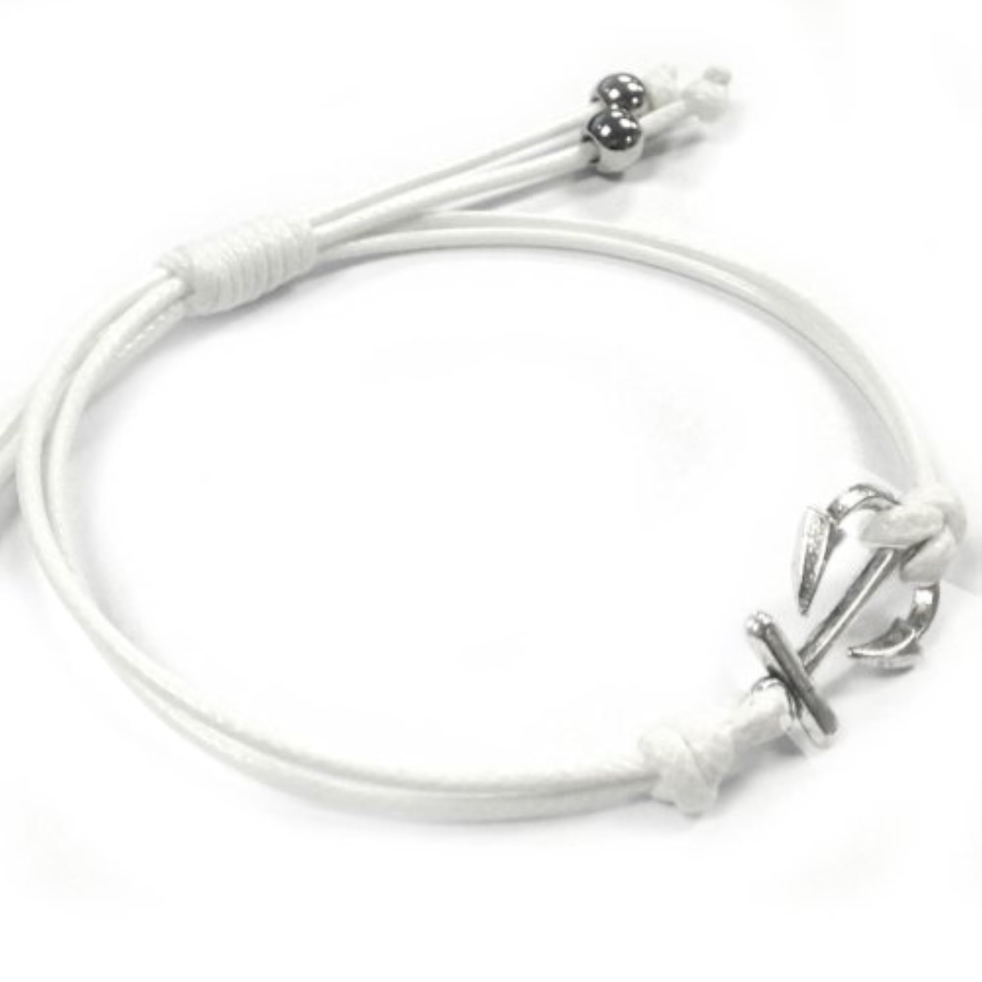 Adjustable Nautical Anchor Bracelet in White