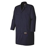 Pioneer Shop & Garage Work Coat - 4 Pockets - Action Back - Snap Double Placket Closure - For Mechanics - Navy - Large