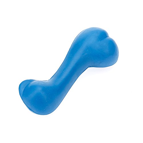 Classic Small Solid Strong Tough Hard Rubber Dog Treat Bone Fetch Blue