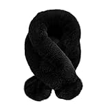 SIQITECH Winterschal Kunstpelz Schal mit Bommel Pelzkragen Verstellbar...