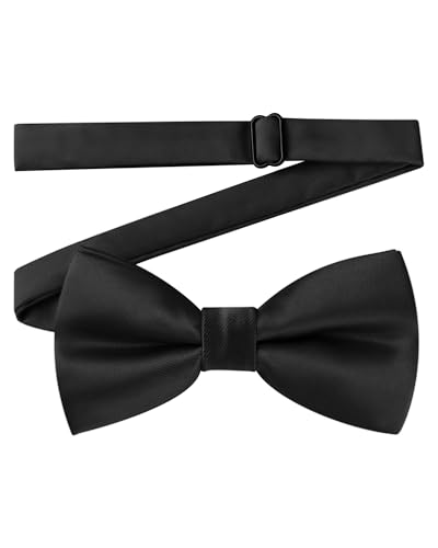 AWAYTR Classic Boys Bow Ties - Wedding Formal Pretied Adjustable Silk Bow Tie for Kids (Black)