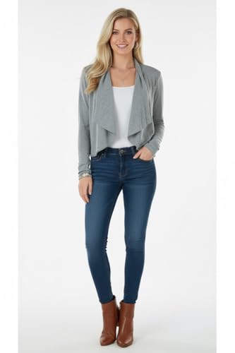 Image of ToBeInStyle Womens Open Front Long Sleeve Lightweight Asymmetrical Draped Cardigan with Side Pockets