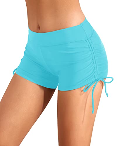 Holipick Lake Blue 3‘’ Swim Shorts Women Boyshort Swim Bottoms Tummy Control Bathing Suit Bottoms Tankini Swimsuit Board Shorts #TOP28