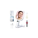 【4 EN 1 : MIROIR DE VOYAGE ULTIME AU DESIGN】Découvrez le miroir maquillage portable indispensable, véritable miroir maquilleur lumineux. Ce miroir cosmétique LED au support rotatif : pliez-le pour un rangement facile en voyage, suspendez-le pour usage mains-libres, tenez-le pour une analyse précise, ou posez-le sur table pour une stabilité optimale. Seulement 392.5g, ce miroir voyage pliable se glisse dans n'importe quel sac, vous garantissant un maquillage impeccable où que vous soyez.