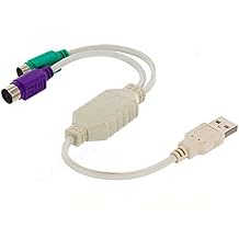 SANOXY Cable Adapter White PS/2 Dual PS2 to USB 2.0 Converter Active Adapter Cable