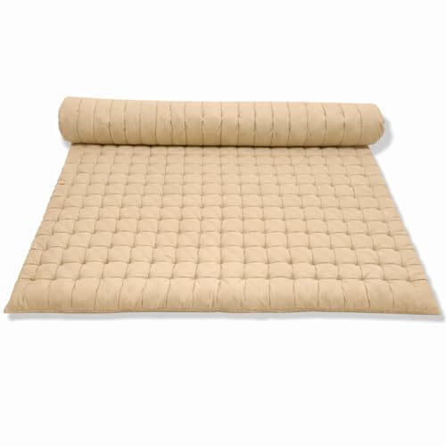 Image of ATOOTFUSION Soft Cotton Quilt | Foldable Light Weight Filled Single Firm Cotton Quilt Mattress| Gadda (Solid Coloured, 2 Sleeping Capacity, 5 x 6 ft or 72 x 60 Inches Queen) (Beige)