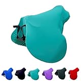 Majestic Ally English Saddle Cover with Adjustable Handle, 4-Way Stretch Spandex/Elastane Fabric, Multiple Colors (Turquoise)