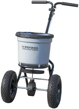 Yard Commander - Commercial 50 LB Walk-Behind Push Broadcast Spreader - 10-12 Foot Spread - Fertilizer, Ice Melt & Grass Seed - Clog Free Design - Fully Enclosed Gear Box - Adjustable Drop Rate