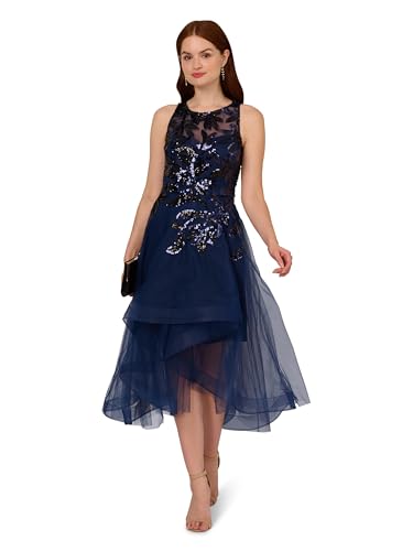 Adrianna Papell Women's Sequin Combo High-Low Dress4
