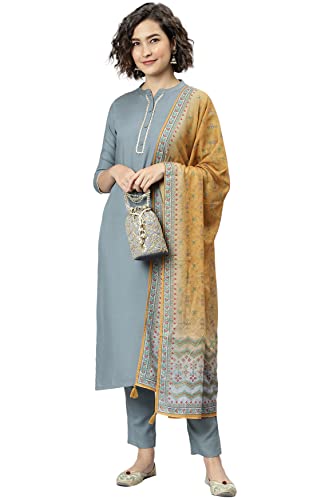 Image of Janasya Women's Rayon Kurta With Pant and Dupatta