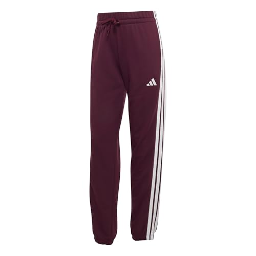 adidas Damen Essentials 3-Stripes French Terry Cuffed Pants, Maroon/White, L – Ansicht 1