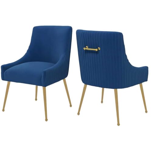 SEYNAR Dining Chairs, Accent Chairs Set of 2, Modern Upholstered Kitchen Dining Room Chairs with Gold Legs, Fabric Tufted Velvet Living Room Chairs for Reception Room Bedroom Kitchen