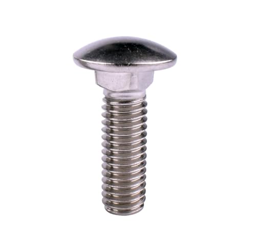 Image of 5 /16-18 x 1-3 /4 inch Carriage Bolts Screws, 18-8 Stainless Steel 304, Round Head, Square Neck, UNC Fully Machine Coarse Threaded,10Pcs