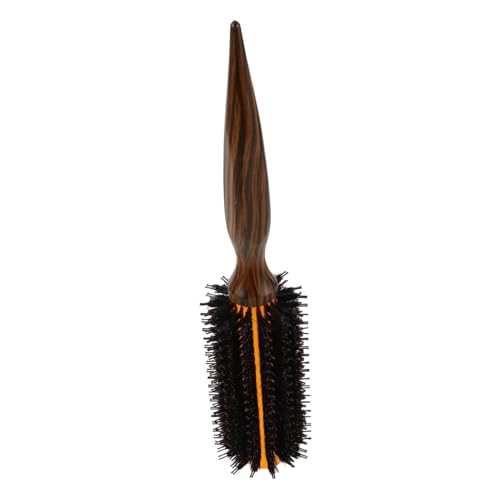 DEARMAMY Cepillo Térmico para Rizar Cabello Corto y Grueso con Mango de Madera y Cerdas de Jabalí Rodillo Redondo para Peinar y Secar al Aire Compacto y Ergonómico para Viaje y Diario