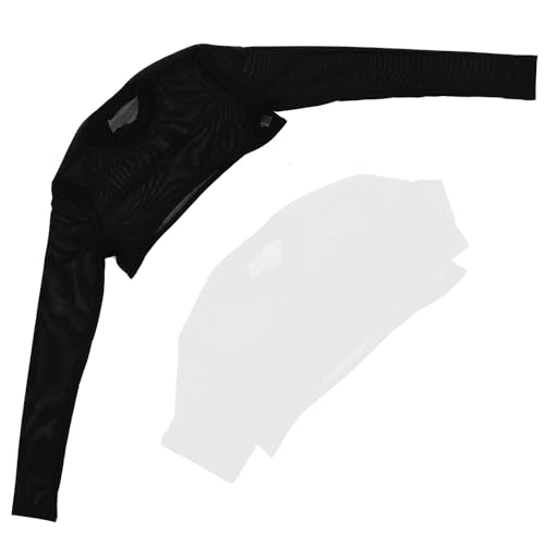 Pack de 2 tops cortos de malla de manga larga para mujer BESPORTBLE negros trasparentes